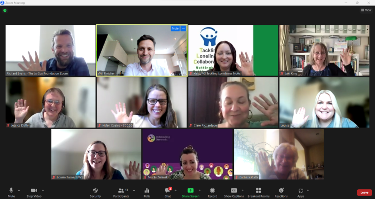 Screenshot of people on Zoom at an Informal Get Together.