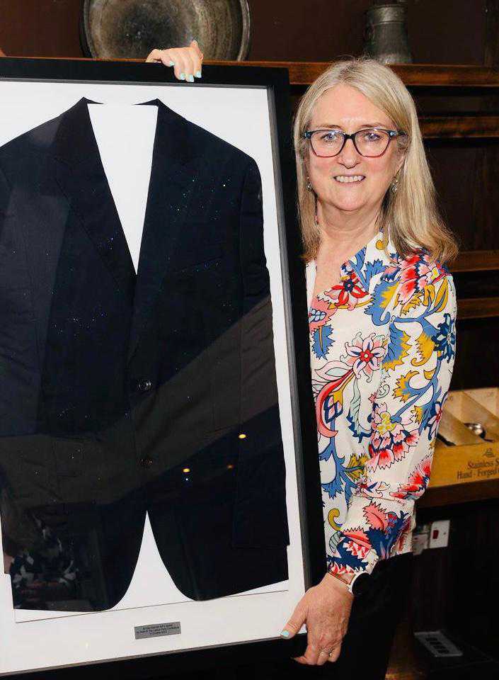 Rt Hon Jacqui Smith, Chair of The Jo Cox Foundation, with the auctioned jacket
