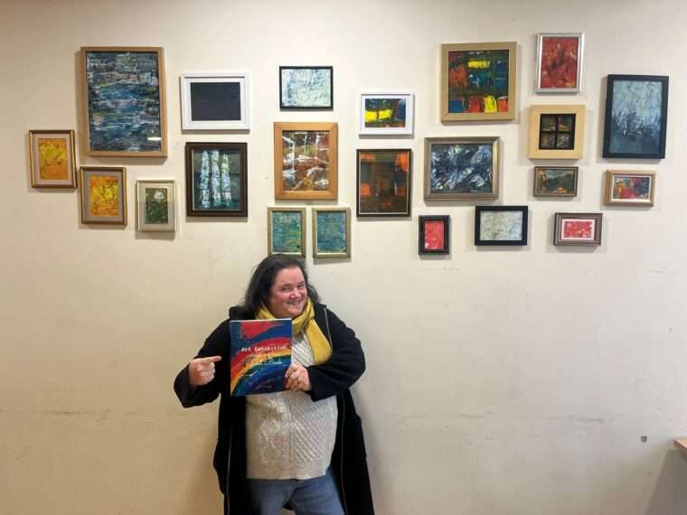 Dr Sally Olewe-Richards at the Nottingham Great Winter Get Together art exhibition